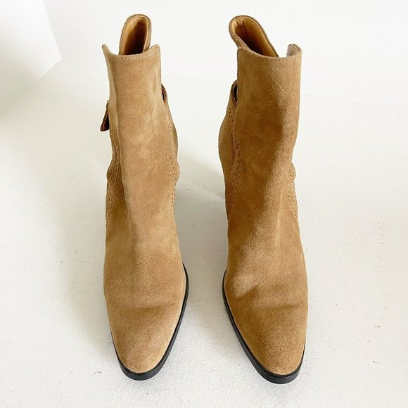 Tod's Suede Boot Bootie Buckle Womens Size 8 N Camel EUC - Picture 3 of 14
